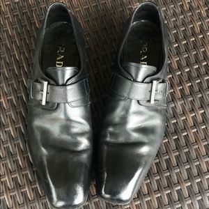 Black PRADA single monk strap